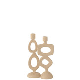 J-LINE CANDLE HOLDER RINGS ALUMINIUM BEIGE ASSORTMENT OF 2