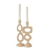 J-LINE CANDLE HOLDER RINGS ALUMINIUM BEIGE ASSORTMENT OF 2
