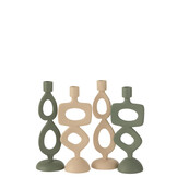 J-LINE CANDLE HOLDER RINGS ALUMINIUM BEIGE ASSORTMENT OF 2