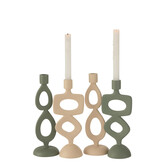 J-LINE CANDLE HOLDER RINGS ALUMINIUM BEIGE ASSORTMENT OF 2