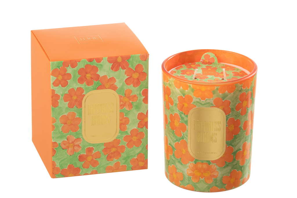 J-LINE GEURKAARS FLOWERS ORANGE/GREEN LARGE - 70H