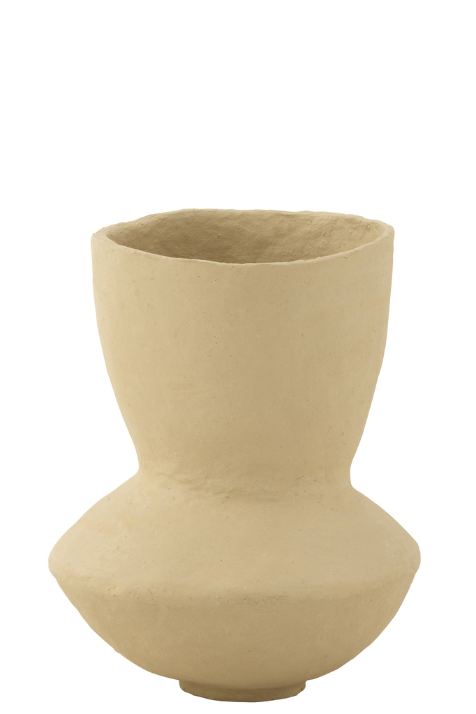 J-LINE POT ARCHAIC PAPER MACHE NATURAL LARGE