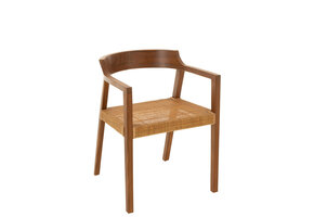 J-LINE DINING CHAIR SQUARE OPEN WEBBING TEAK WOOD BROWN