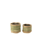 J-LINE SET VAN 2 RONDE MANDEN + BAND – JUTE NATUUR/GROEN XS/S