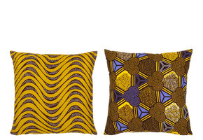 J-LINE KUSSEN PATROON CURVES/RONDEN STOFFEN MIX (SET VAN 2)