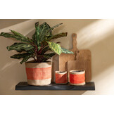 J-LINE RONDE MAND MET BAND JUTE NATUURLIJK/ORANJE MEDIUM - SET VAN 2