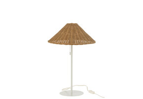 J-LINE TAFELLAMP METAAL/ROTAN WIT/NATUREL