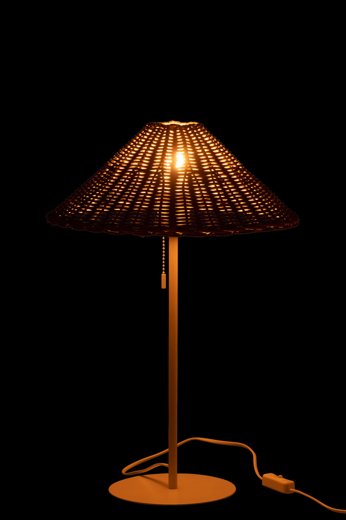 J-LINE TAFELLAMP METAAL/ROTAN WIT/NATUREL