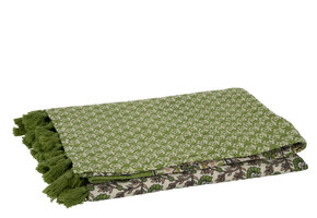 J-LINE PLAID / STRANDMAT BLOEMEN KATOEN GROEN