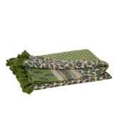 J-LINE PLAID / STRANDMAT BLOEMEN KATOEN GROEN
