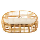 J-LINE 2-PERSOONS SOFA LISE + KUSSEN – ROTAN/TEXTIEL – NATURAL/WHITE – 137 CM