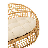 J-LINE 2-PERSOONS SOFA LISE + KUSSEN – ROTAN/TEXTIEL – NATURAL/WHITE – 137 CM