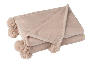 J-LINE PLAID POMPOM – POLYESTER GRIJS/GREIGE