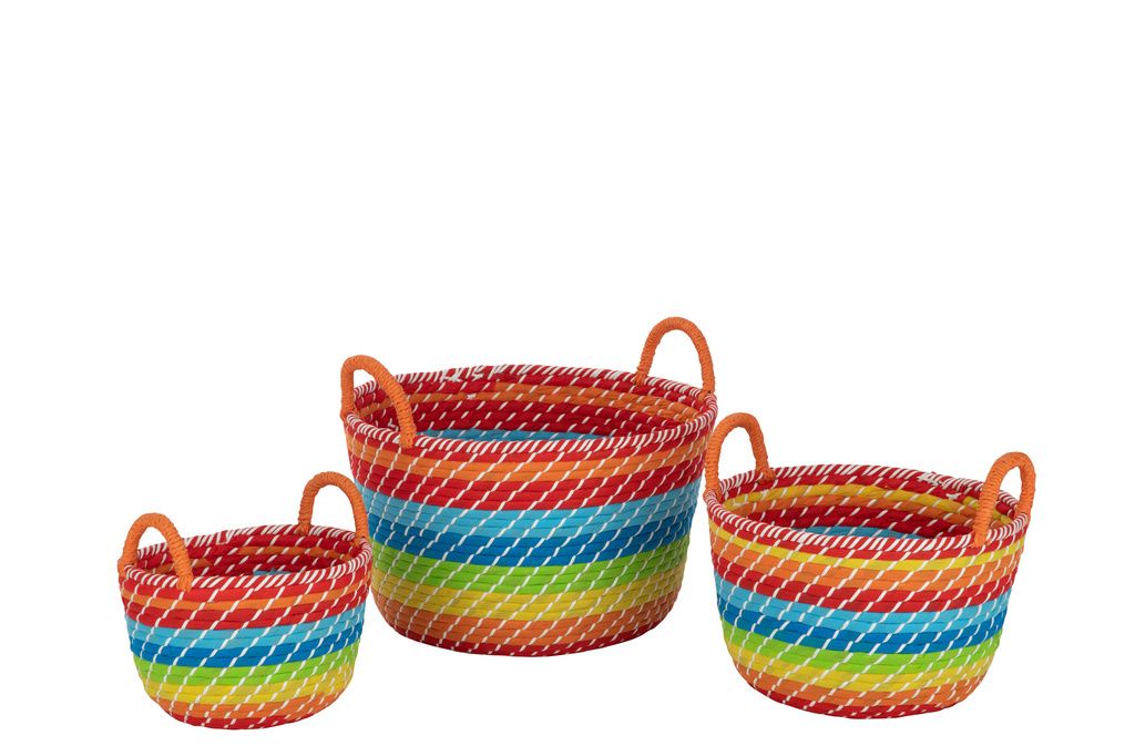 J-LINE SET VAN 3 MANDEN RAINBOW STREPEN + HANDVATTEN – ZEEGRAS MIX