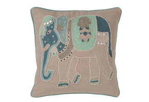 J-LINE KUSSEN OLIFANT – KATOEN – GRIJS/BLAUW – 45 CM