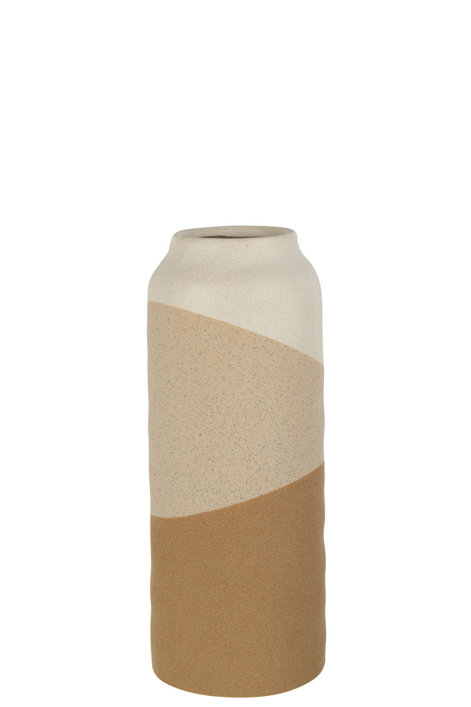 J-LINE VAAS CYLINDER – KERAMIEK BEIGE/LICHTBRUIN LARGE