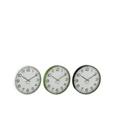 J-LINE WANDKLOK ROND PLASTIC GROEN/WIT/ZWART SMALL (SET VAN 3)