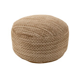 J-LINE POEF ROND VIERKANTEN OUTDOOR POLYESTER BRUIN/WIT