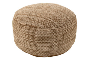 J-LINE POEF ROND VIERKANTEN OUTDOOR POLYESTER BRUIN/WIT