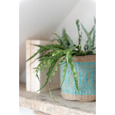 J-LINE SET VAN 2 RONDE MANDEN + BAND – JUTE NATUUR/AZUUR LARGE