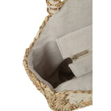 J-LINE STRANDTAS ROND MET KWASTJES & HOUTEN KRALEN – ZEAGRAS/KANT – NATURAL/WHITE