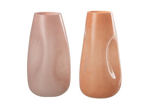 J-LINE VASE BUMPS GLASS PINK/ORANGE LARGE (SET VAN 2)
