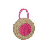 J-LINE STRANDTAS ROND BLOEM – ZEEGRAS NATUUR/FUCHSIA
