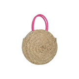 J-LINE STRANDTAS ROND BLOEM – ZEEGRAS NATUUR/FUCHSIA