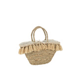 J-LINE STRANDTAS MET KWASTJES – JUTE/TEXTIEL NATUUR/BEIGE