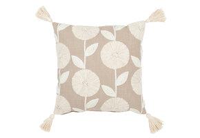 J-LINE KUSSEN FLOWERS/LEAVES – KATOEN – TAUPE/BEIGE – 45 CM