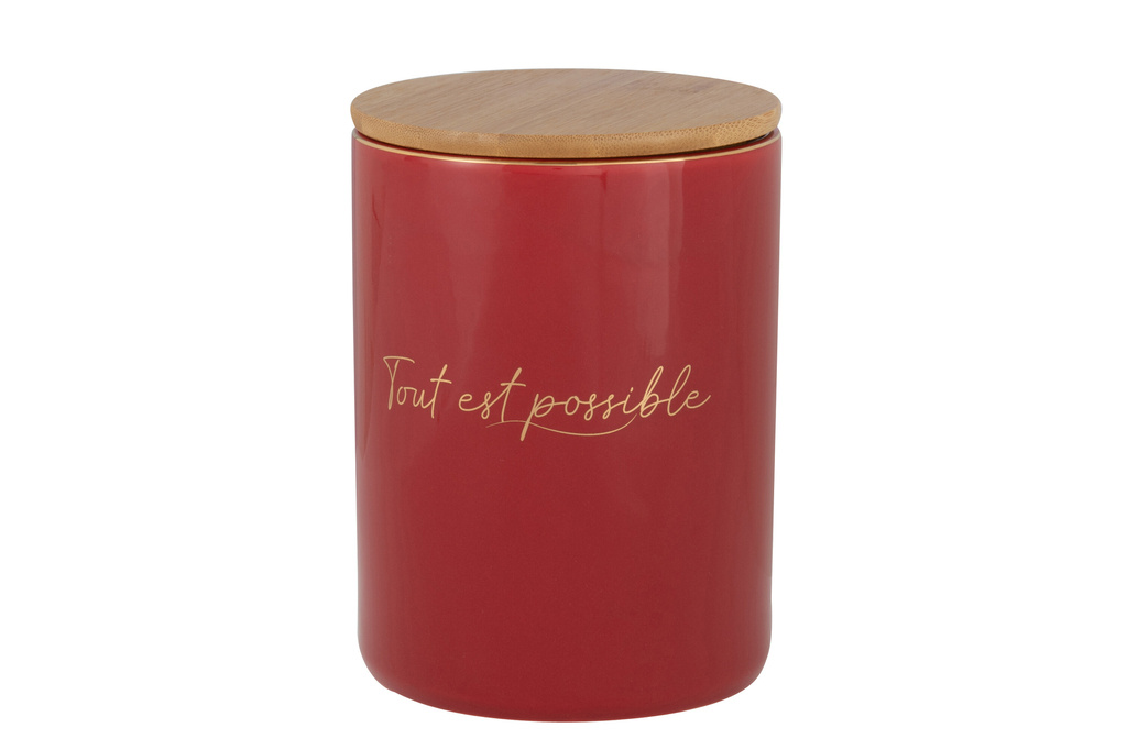 J-LINE BEWAARPOT PORSELEIN – TOUT EST POSSIBLE ROOD/GOUD