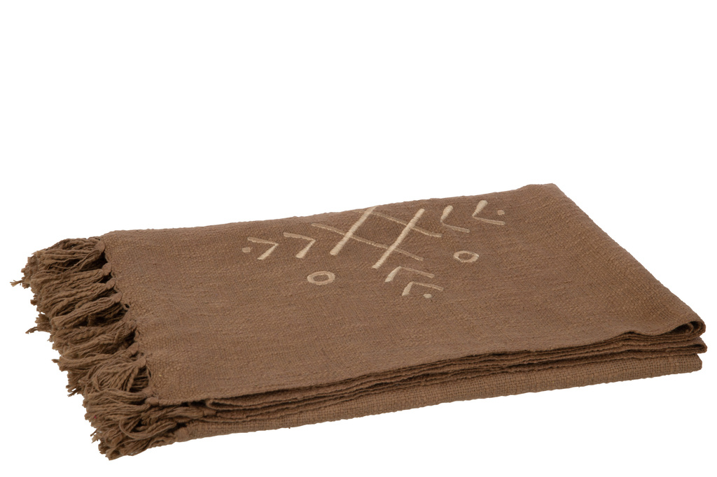 J-LINE PLAID ETHNIC PATTERNS+FRINGES – KATOEN BEIGE