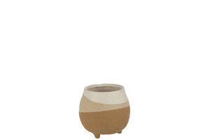 J-LINE BLOEMPOT MET VOET – KERAMIEK BEIGE/LIGHT BROWN (LARGE)