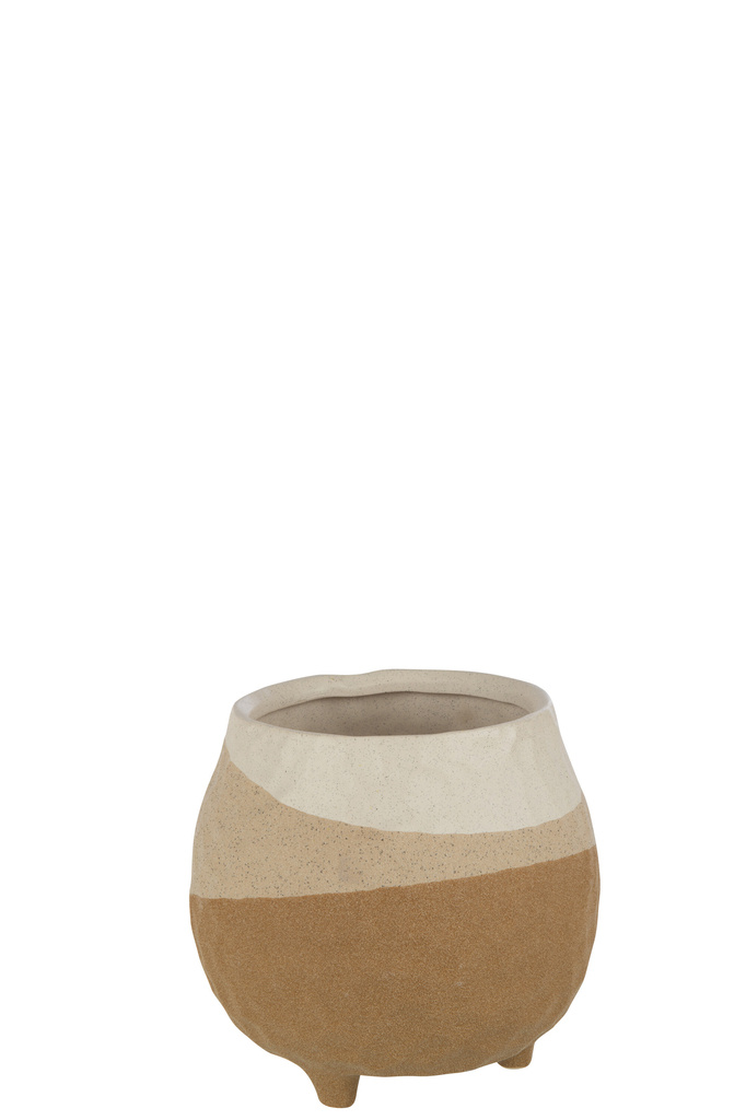 J-LINE BLOEMPOT MET VOET – KERAMIEK BEIGE/LIGHT BROWN (LARGE)
