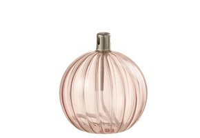 J-LINE OLIELAMP GERIBBELD GLAS ROZE KLEIN