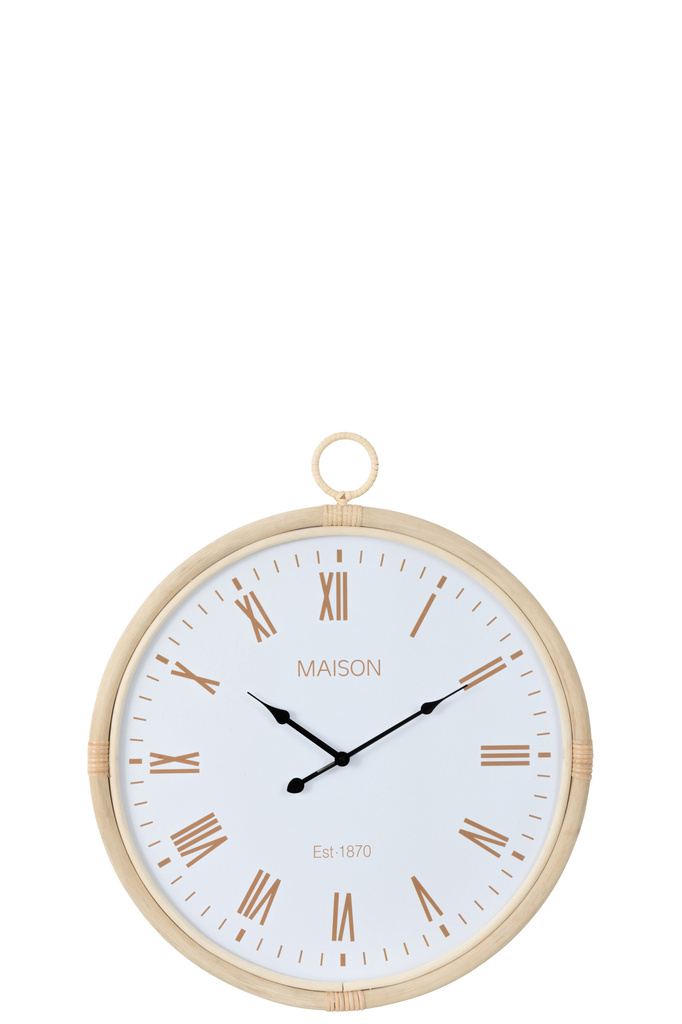 J-LINE WANDKLOK KYR – ROTAN/MDF NATUUR/WIT MEDIUM