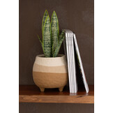 J-LINE BLOEMPOT MET VOET – KERAMIEK BEIGE/LIGHT BROWN (LARGE)