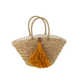 J-LINE STRANDTAS MET KWASTJES – ZEEGRAS/RAFFIA NATUUR/OCHER