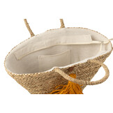 J-LINE STRANDTAS MET KWASTJES – ZEEGRAS/RAFFIA NATUUR/OCHER
