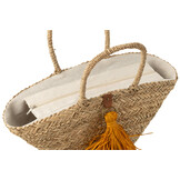 J-LINE STRANDTAS MET KWASTJES – ZEEGRAS/RAFFIA NATUUR/OCHER