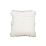 J-LINE KUSSEN TUFTED MET FRANJES & PAILLETTEN – KATOEN – WIT/GOUD – 45 CM