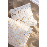 J-LINE KUSSEN TUFTED MET FRANJES & PAILLETTEN – KATOEN – WIT/GOUD – 45 CM