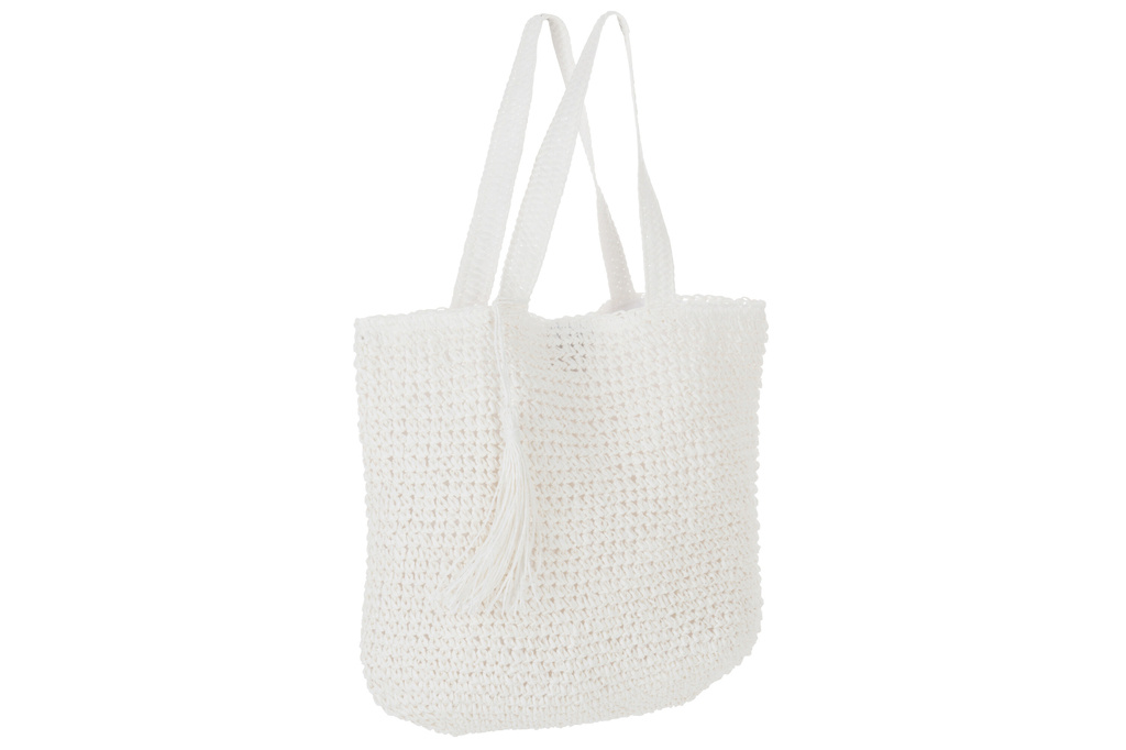 J-LINE STRANDTAS MET KWASTJE – PAPIER WIT