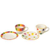 J-LINE BOX OF 3 CUP+SAUCER POLKA DOT STRIPE PORCELAIN MIX ASSORTMENT OF 2