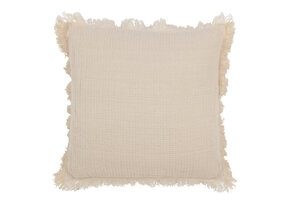 J-LINE KUSSEN MET FRANJES KATOEN MUSLIN LICHTBEIGE