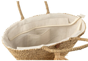 J-LINE STRANDTAS MET KWASTJES – ZEEGRAS/RAFFIA NATUUR
