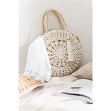 J-LINE STRANDTAS ROND + KWASTJE – ZEEGRAS/KANT NATUUR/WIT