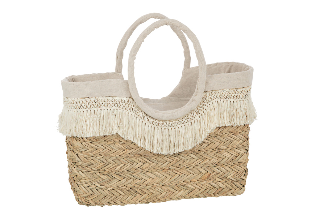 J-LINE STRANDTAS FRANJES GEVLOCHTEN ZEEGRAS NATURAL/CREAM