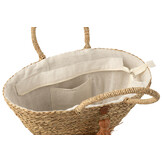 J-LINE STRANDTAS MET KWASTJES – ZEEGRAS/RAFFIA NATUUR/BRUIN