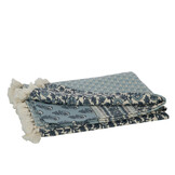J-LINE PLAID / STRANDMAT FLOWERS COTTON BLUE